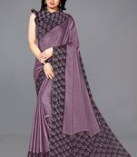 Wine printed chiffon saree with blouse