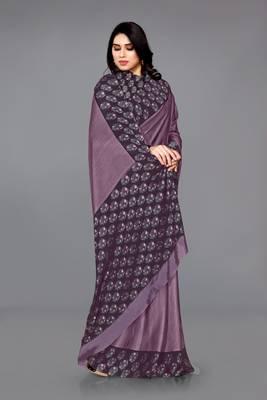 Wine printed chiffon saree with blouse 2