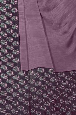 Wine printed chiffon saree with blouse 5