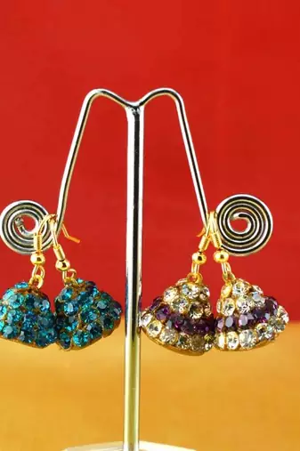 Handmade Rajasthani Lakh Multi Colour Stone Earing