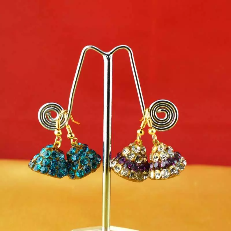 Handmade Rajasthani Lakh Multi Colour Stone Earing