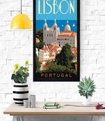 Lisbon Portugal Texture Paper Framed Art Print 19.25 Inches X 13.25 Inches