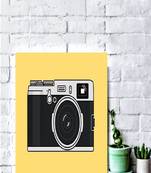 "Camera" Textured Wall Art Panel in pinewood(9.5x9.5)