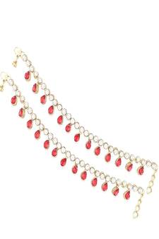 Traditional Gold Plated Kundan Drop Payal Anklets Jewellery for Women & Girls (A008R)