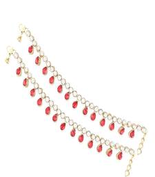 Traditional Gold Plated Kundan Drop Payal Anklets Jewellery for Women & Girls 