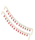 Traditional Gold Plated Kundan Drop Payal Anklets Jewellery for Women & Girls 