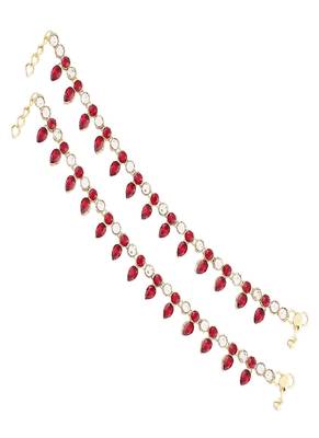 A011R Traditional Red Gold Plated Anklets Payal for Women and Girls 1