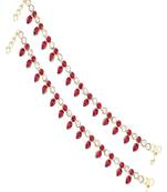 A011R Traditional Red Gold Plated Anklets Payal for Women and Girls