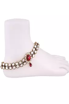 Traditional Gold Plated Kundan Payal Anklets Jewellery for Women & Girls 