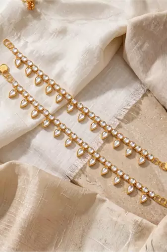 Traditional Kundan Payal Anklets Jewellery Women Girls