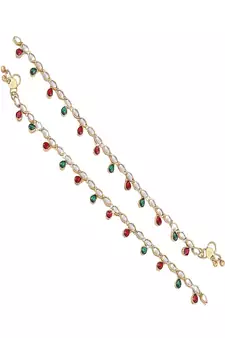 Multicoloured GoldPlated Strand Anklets for Women