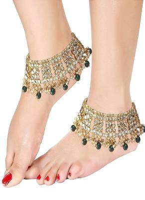 Gold Plated Bridal Kundan Anklets for Women 1