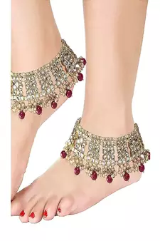 Bridal Kundan Pearl Anklets/Payal For Women 