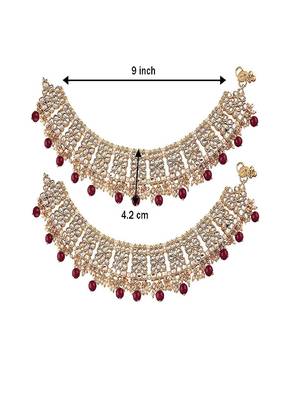 Bridal Kundan Pearl Anklets/Payal For Women  3