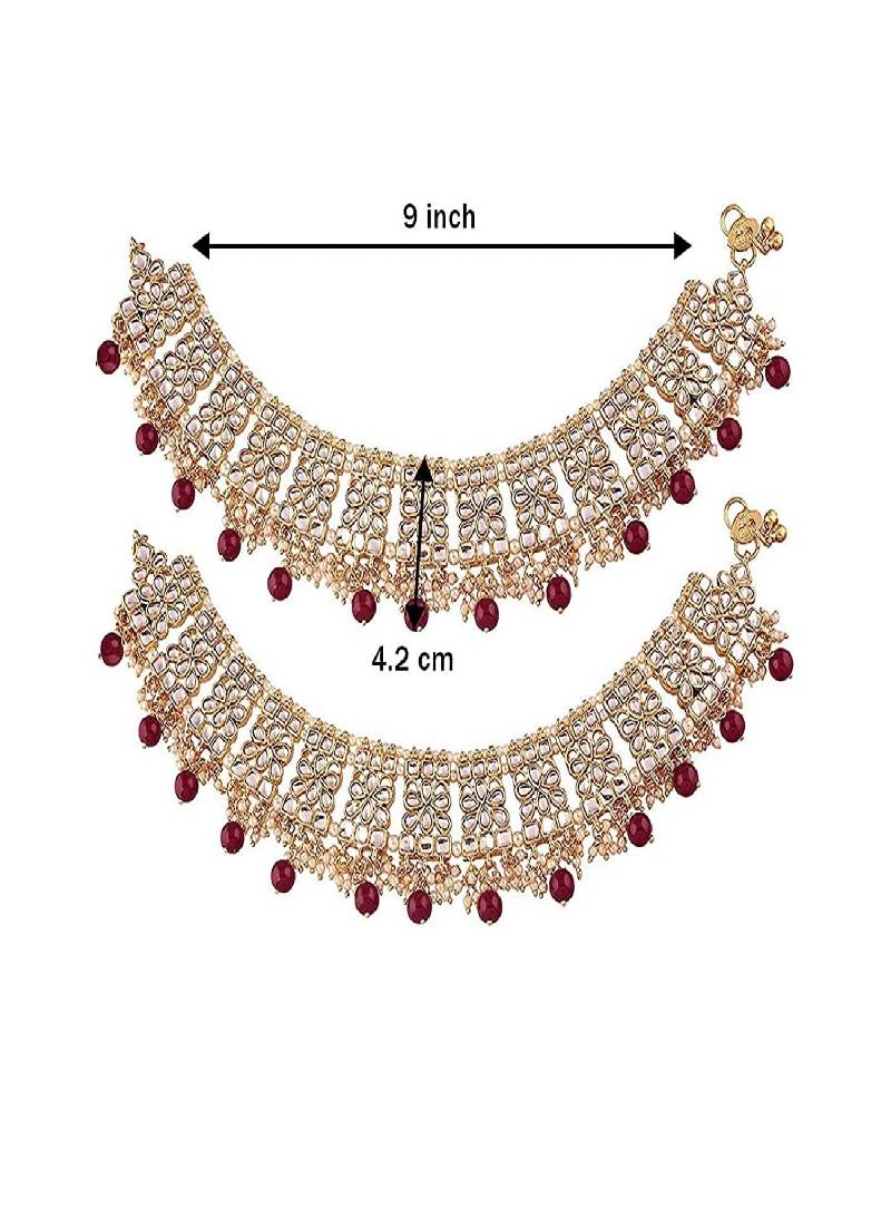 Bridal Kundan Pearl Anklets/Payal For Women 