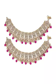 Bridal Kundan Pearl Anklets/Payal For Women (A022Q)