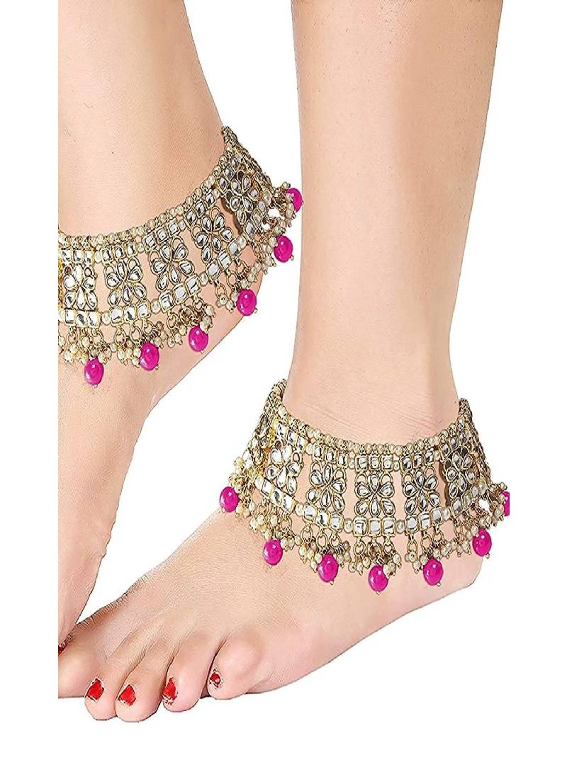 Bridal Kundan Pearl Anklets/Payal For Women 