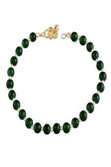 Adjustable Pearl & Green Beads Single Anklet Payal Bracelet for Women (A041G) (Pack of 1)