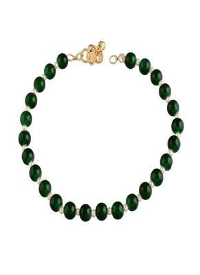 Adjustable Pearl & Green Beads Single Anklet Payal Bracelet for Women  1