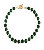 Adjustable Pearl & Green Beads Single Anklet Payal Bracelet for Women 