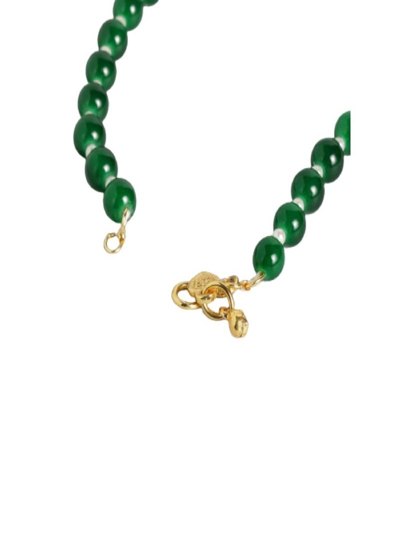 Adjustable Pearl & Green Beads Single Anklet Payal Bracelet for Women 