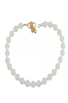 I Jewels Adjustable Pearl & Mint Beads Single Anklet Payal Bracelet for Women (A041Min) (Pack of 1)