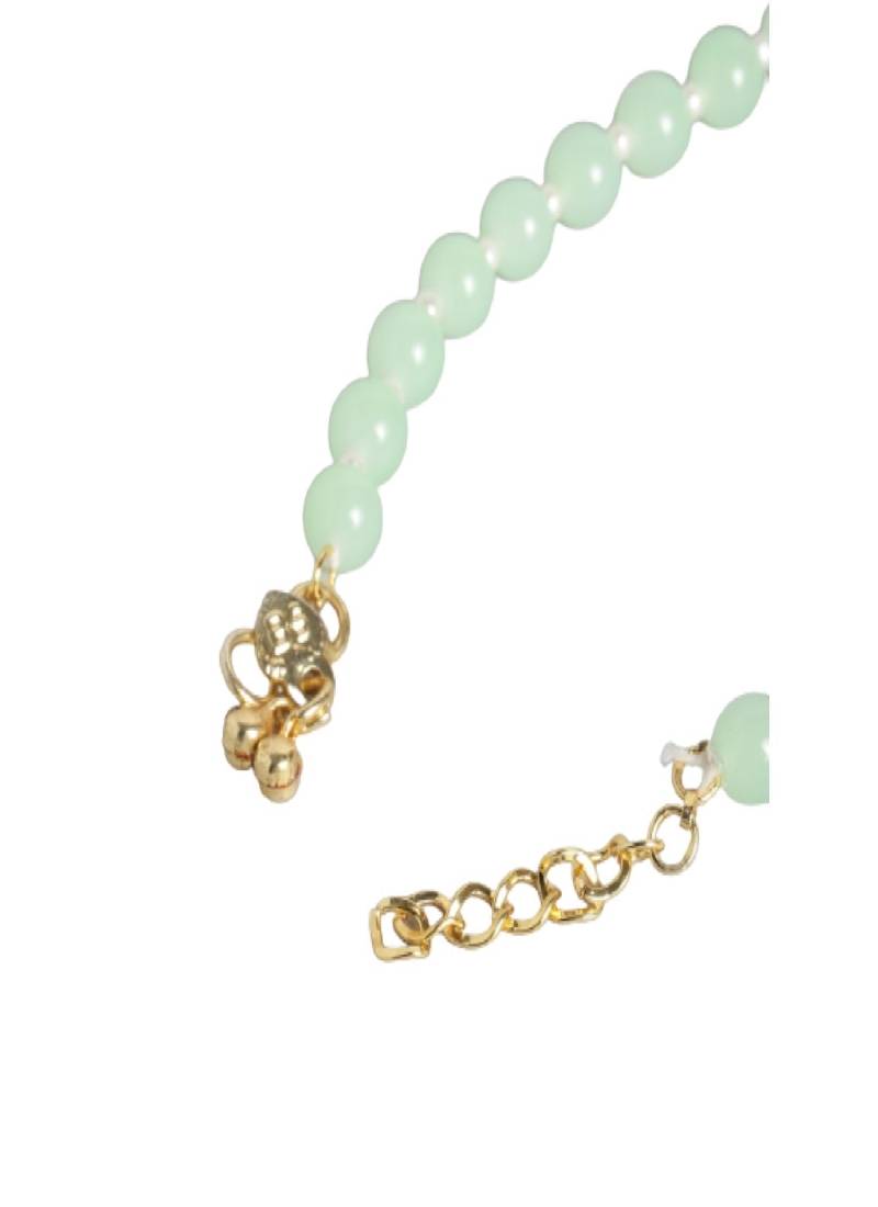 Adjustable Pearl & Mint Beads Single Anklet Payal Bracelet for Women 
