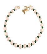 Adjustable Pearl & Green Beads Single Anklet Payal Bracelet for Women 