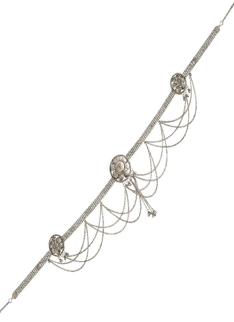 Rhodium Plated Ethnic Bridal Waist/Kamarband/Belly Chain for Women/Girls (B024S)