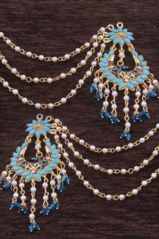  Enamel Zinc Alloy Earrings For Women's & Girls, Turquoise