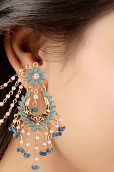  Enamel Zinc Alloy Earrings For Women's & Girls, Turquoise