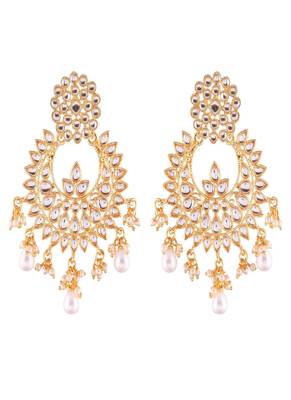 Traditional Chandbali Earrings Encased With Faux Kundans For Women/Girls (E2456W) 1