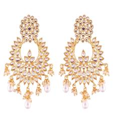 Traditional Chandbali Earrings Encased With Faux Kundans For Women/Girls (E2456W)