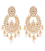 Traditional Chandbali Earrings Encased With Faux Kundans For Women/Girls (E2456W)