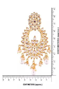 Traditional Chandbali Earrings Encased With Faux Kundans For Women/Girls (E2456W)
