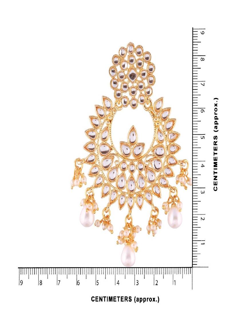Traditional Chandbali Earrings Encased With Faux Kundans For Women/Girls (E2456W)
