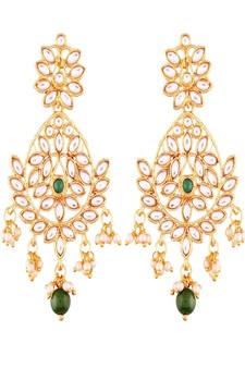 Traditional Chandbali Earrings Encased With Faux Kundans For Women/Girls (E2465G)