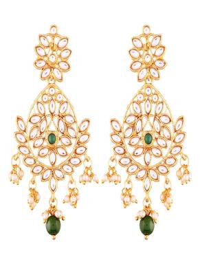 Traditional Chandbali Earrings Encased With Faux Kundans For Women/Girls  1
