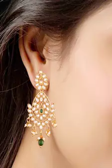 Traditional Chandbali Earrings Encased With Faux Kundans For Women/Girls 