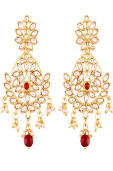Traditional chandbali Earrings Encased With Faux Kundans For Women/Girls (E2465M)