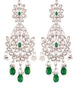 Traditional Silver Plated Chandbali Earrings Encased With Faux Kundans For Women/Girls 