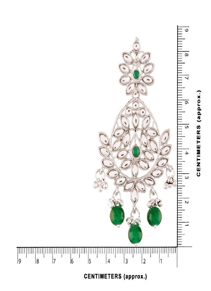 Traditional Silver Plated Chandbali Earrings Encased With Faux Kundans For Women/Girls 