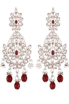 Traditional Silver Plated Chandbali Earrings Encased With Faux Kundans For Women/Girls (E2465ZM)