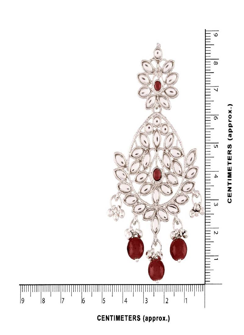 Traditional Silver Plated Chandbali Earrings Encased With Faux Kundans For Women/Girls 