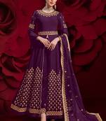 Wine Georgette Abaya Suits