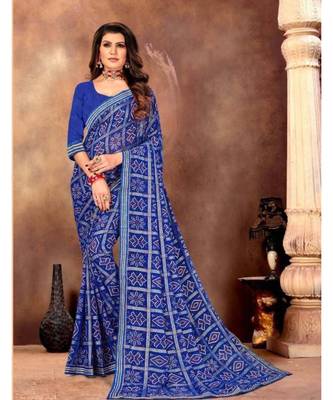 Women's Bandhani Georgette Saree With Blouse Piece 1