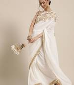 Sareemall Off White Festive Wear Georgette Embroidered Saree With Unstitched Blouse