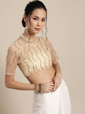 Sareemall Off White Festive Wear Georgette Embroidered Saree With Unstitched Blouse 4