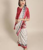 Sareemall Off White Casual Silk Blend Printed Saree With Unstitched Blouse