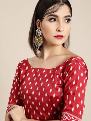 Sareemall Off White Casual Silk Blend Printed Saree With Unstitched Blouse 4